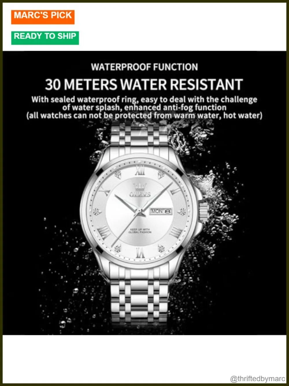 Men's Minimalist Stainless Steel Quartz Watch with Day Date Luminous